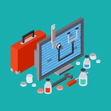 Computer service, repair, technical support vector concept Stock Illustration