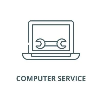 Computer service vector line icon, linear concept, outline sign, symbol Illustrazione stock