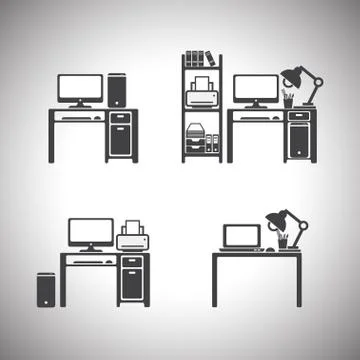 Computer set and table.design. Stock Illustration