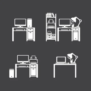 Computer set and table.design. Stock Illustration