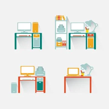 Computer set and table.design. Stock Illustration