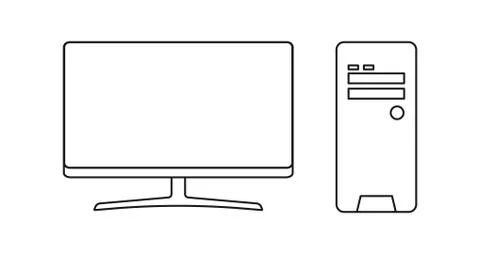 Computer set flat icon isolated on white background. Modern vector illustrati Stock Illustration