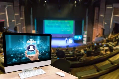 Computer set showing the mobile payments and online shopping with moni channe Stock Photos