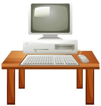 Computer set on the table Stock Illustration