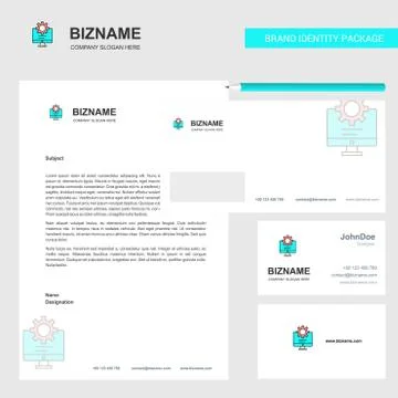 Computer setting  Business Letterhead, Envelope and visiting Card Design vect Illustrazione stock