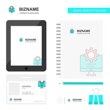 Computer setting  Business Logo, Tab App, Diary PVC Employee Card and USB Bra Stock Illustration