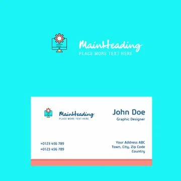 Computer setting  logo Design with business card template. Elegant corporate  스톡 일러스트