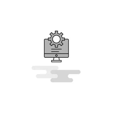 Computer setting  Web Icon. Flat Line Filled Gray Icon Vector 스톡 일러스트