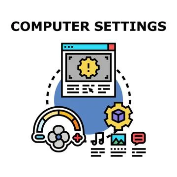Computer settings and customization flat vector illustration Stock Illustration