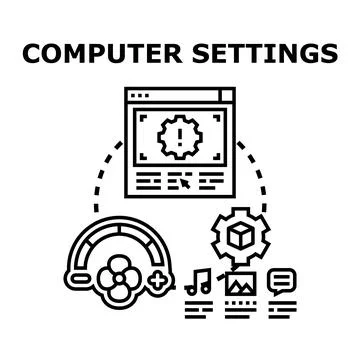 Computer settings and customization flat vector illustration Stock Illustration