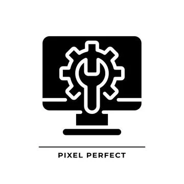 Computer settings black glyph icon 스톡 일러스트