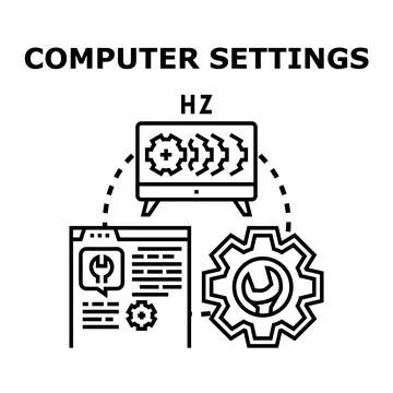 Computer settings concept managing hardware software configuration Illustration