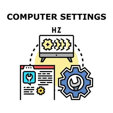 Computer settings concept managing hardware software configuration Stock Illustration