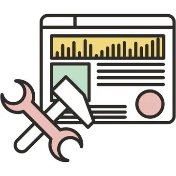 Computer settings configure tool icon line vector Illustrazione stock