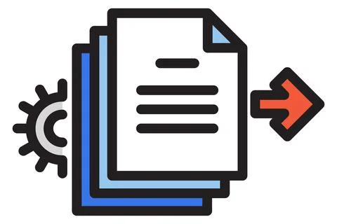 Computer settings file icon. Color documents symbol Illustrazione stock