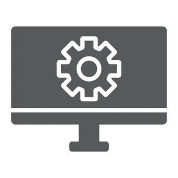 Computer settings glyph icon, technology and equipment, monitor with gear sign Stock Illustration