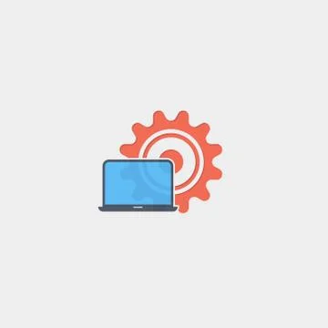 Computer settings icon flat stock vector illustration Stock Illustration