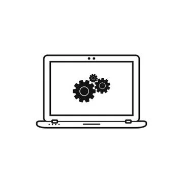 Computer settings line icon. Flat style vector EPS. Stock Illustration