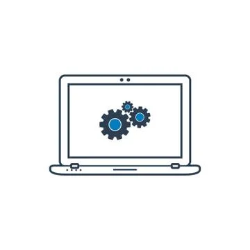 Computer settings line icon. Flat style vector EPS. Stock Illustration