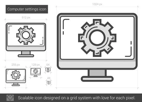 Computer settings line icon Stock Illustration