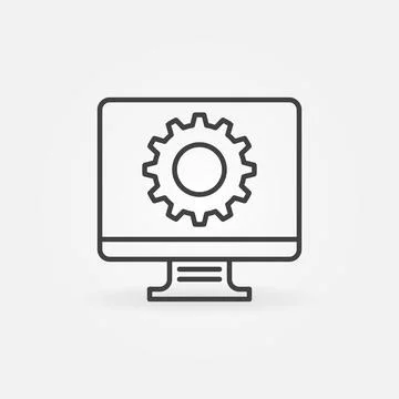 Computer Settings line icon. PC Service vector concept sign Stock Illustration