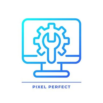 Computer settings pixel perfect gradient linear vector icon 스톡 일러스트