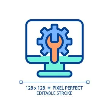 Computer settings pixel perfect RGB color icon 스톡 일러스트
