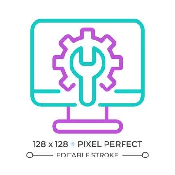 Computer settings two color line icon 스톡 일러스트