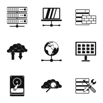 Computer setup icons set, simple style 스톡 일러스트