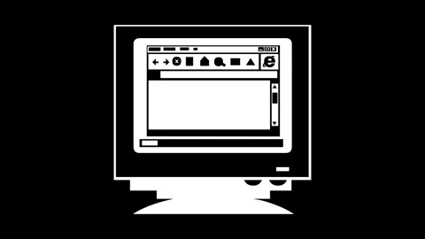 Computer shape sign icon animated white color in black background Stock Footage 264644043