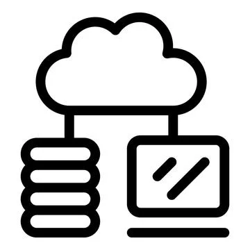 Computer sharing data with cloud server storage icon Stock Illustration