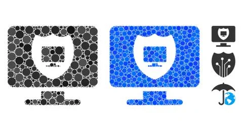 Computer Shield Composition Icon of Circles Stock Illustration