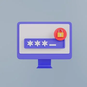 Computer with Shield Lock and Password on Screen, Safety, Encryption and Protect Stock Photos