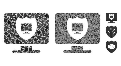 Computer shield Mosaic Icon of Bumpy Parts イラスト素材