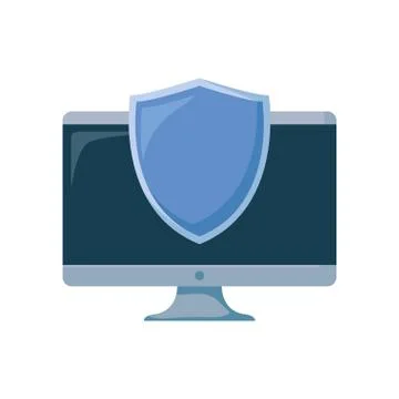 Computer shield protection on white background Stock Illustration