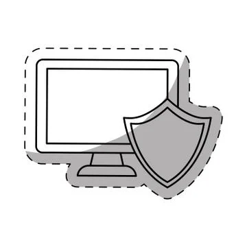 Computer shield server banner icon 스톡 일러스트
