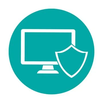 Computer shield server banner icon Stock Illustration