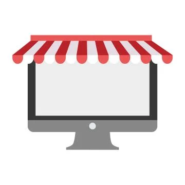 Computer shopping online white background 스톡 일러스트