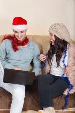 Computer Shopping Purchasing gift Online Stock Photos