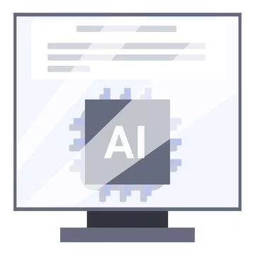 Computer showing artificial intelligence chip on screen Illustrazione stock