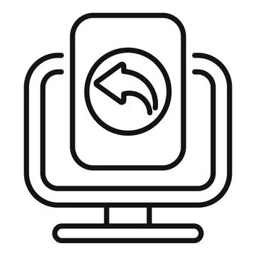 Computer showing back arrow icon for website interface Stock Illustration