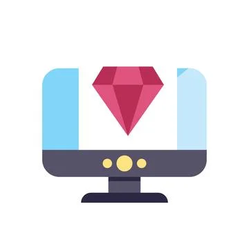 Computer showing a big red diamond on screen Stock-Illustration