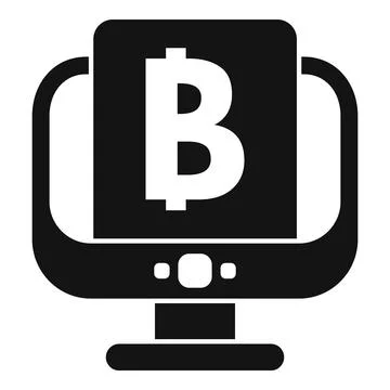Computer showing bitcoin symbol cryptocurrency investment icon Stock Illustration