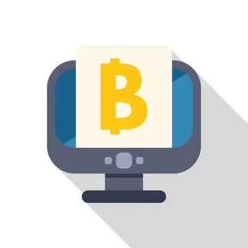 Computer showing bitcoin symbol on screen for cryptocurrency investment Stock Illustration