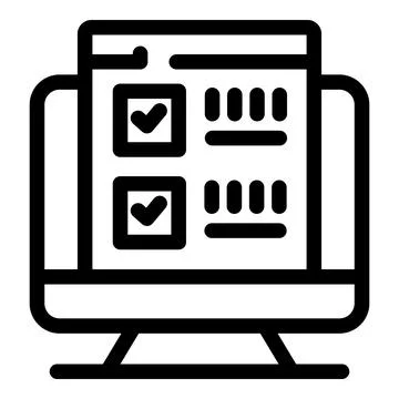 Computer showing check marks on survey form for online feedback Stock Illustration