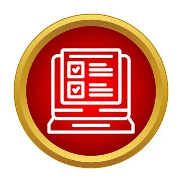 Computer showing a checklist icon for online feedback Stockillustratie