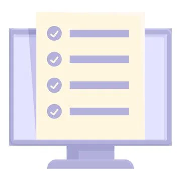 Computer showing checklist for online survey, exam, or interview Illustrazione stock