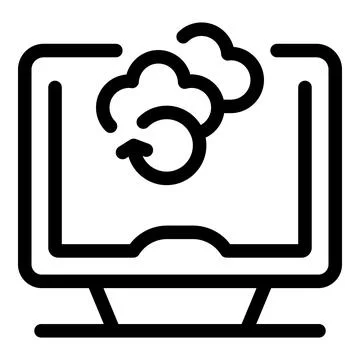 Computer showing cloud computing synchronization icon Illustrazione stock