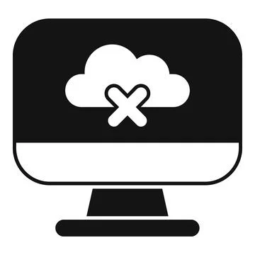 Computer showing cloud storage service disconnection icon Stock Illustration