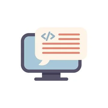 Computer showing code in speech bubble icon イラスト素材